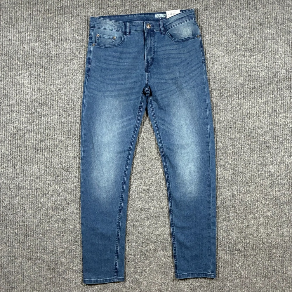 Restricted To All Mens Jeans 32 Blue Denim Comfort Stretch Slim Fit Mid Rise